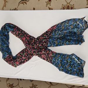 Coach Floral Scarf - Blue and Red